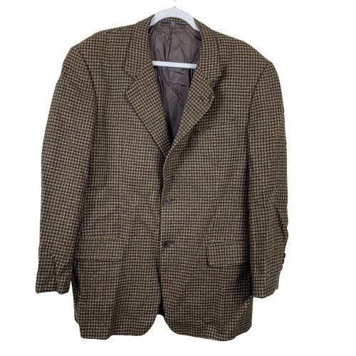 VTG Y2K Valentino Uomo Brown Check Wool Sport Coat Size 40 Retro Classiccore