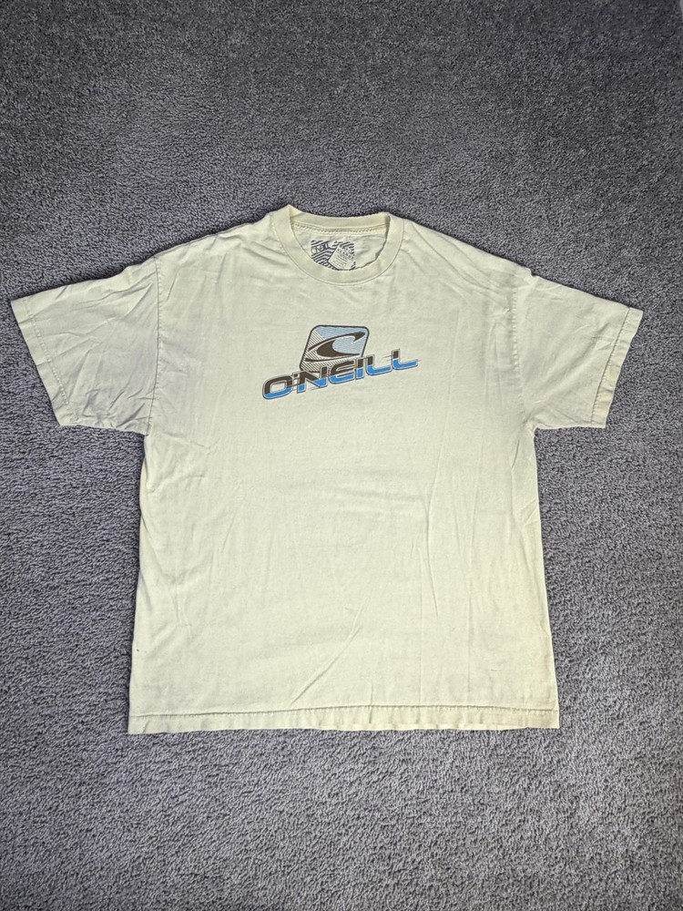 O'Neill Shirt Mens XL Yellow Graphic Crew Neck Short Sleeve Tagless Cotton Logo