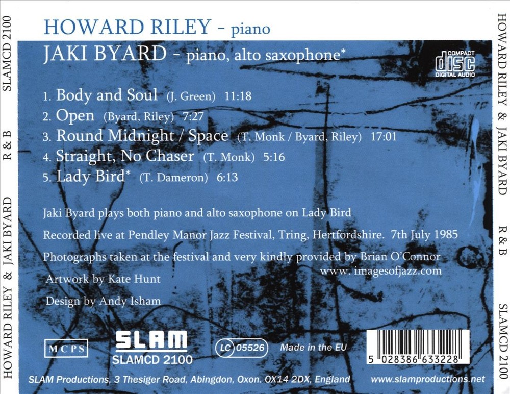 Jaki Byard/Howard Riley R&B New Cd