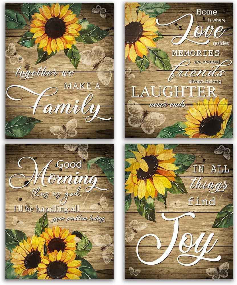 Inspirational Sunflower Bible Verse Wall Art for Bathroom Classroom Decor