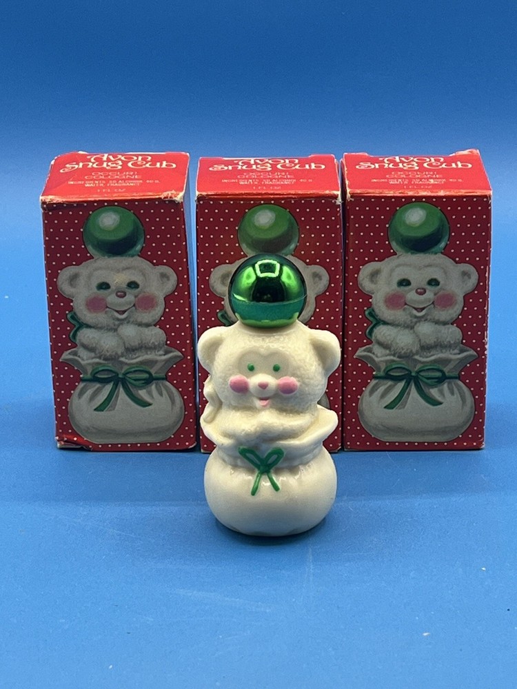 VTG Avon Christmas Snug Cub Bear Occur Cologne Set of 3 1 Fl Oz Bottles