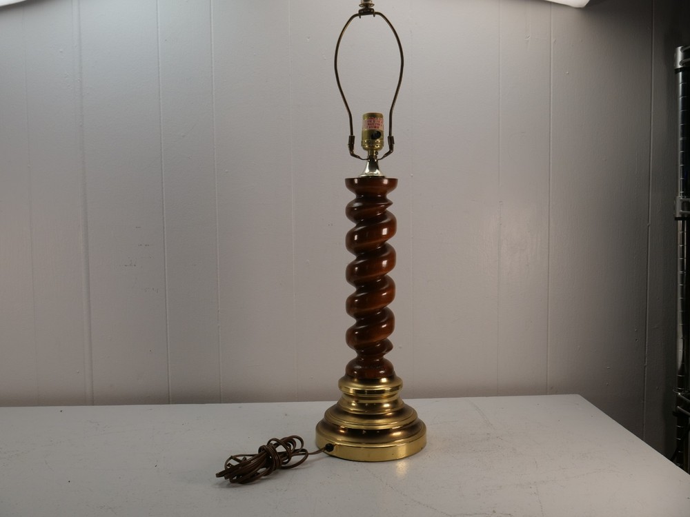 Mid Century Modern Spiral Wood Table Lamp