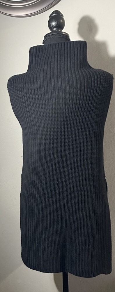 Wilfred Yarn Made In Italy Women Black TurtleneckSleeveless Sweater Vest Size XS