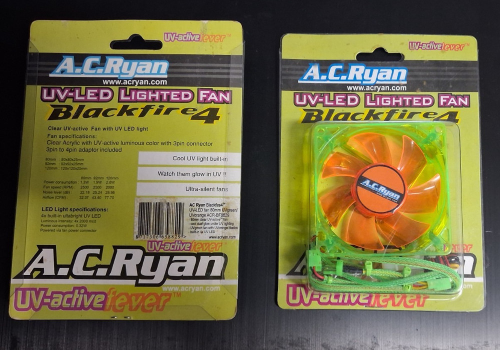 AC Ryan Blackfire4 UV LED 80mm Fan Sleeved - Green/Orange ACR-BF8829-image