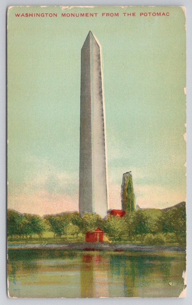Washington Monument Potomac River DC Early 1900s White Border Postcard