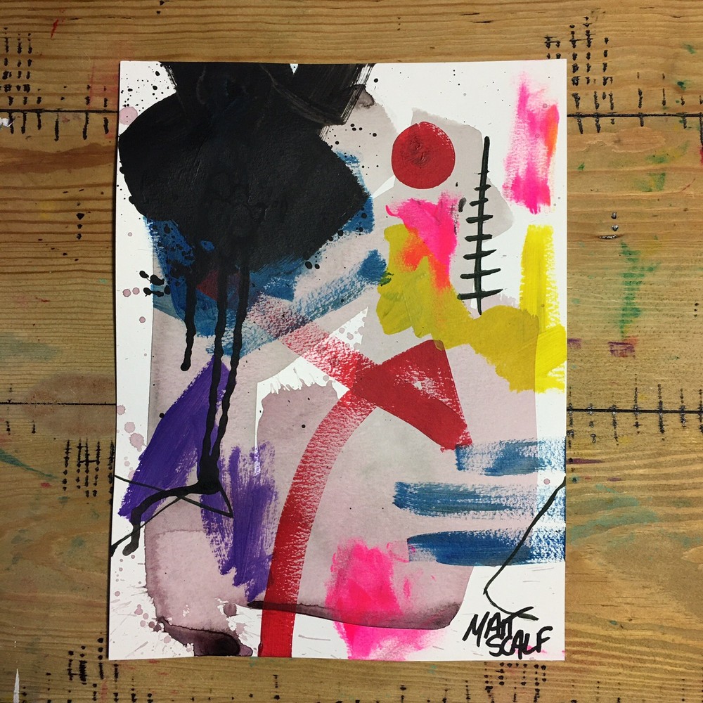 Matt Scalf 9x12 Colorful Abstract Contemporary Graffiti Modern Home Decor Signed-image