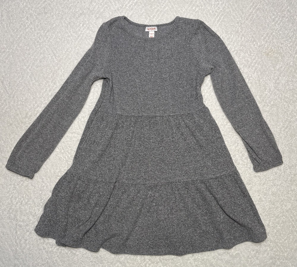 Cat & Jack Girls Long Sleeve Gray  Knit Dress Size L 10/12