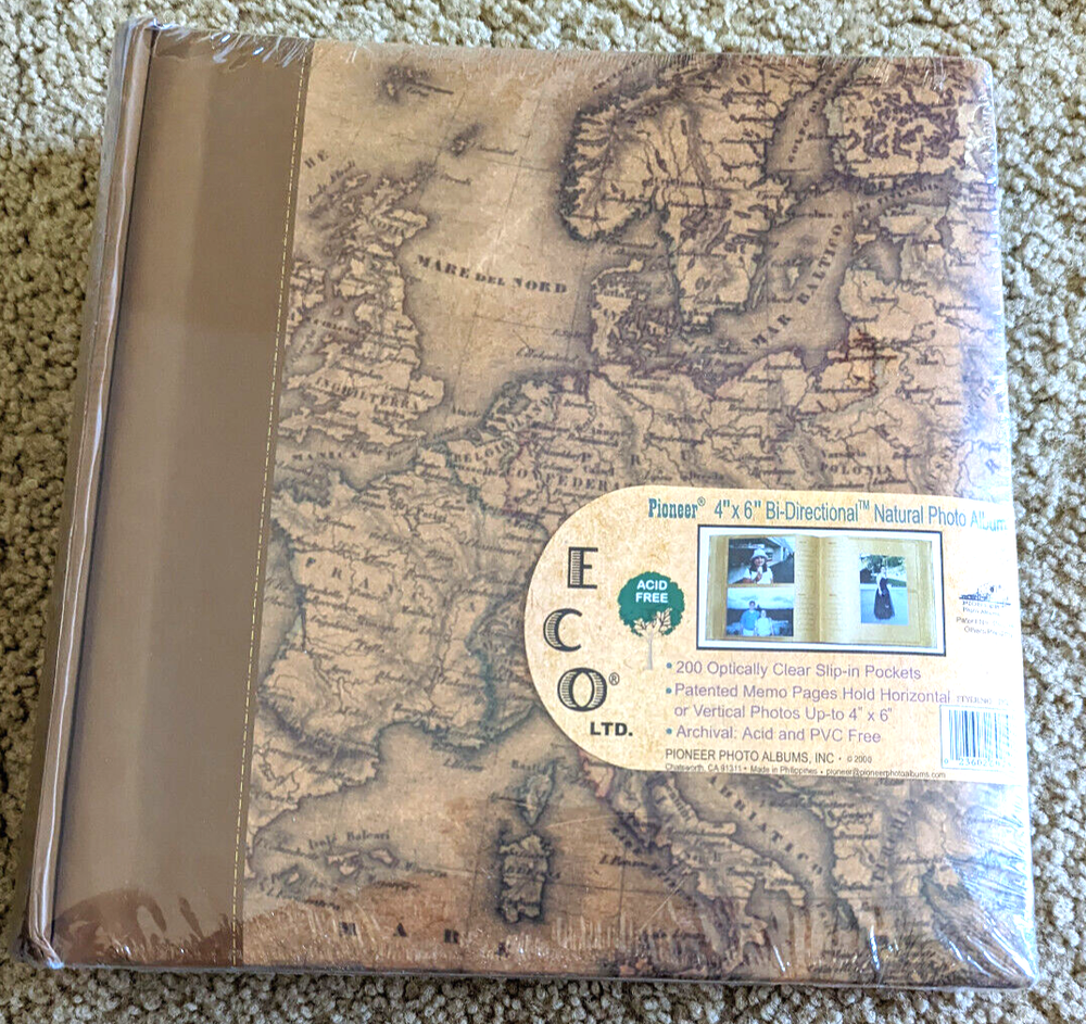 Pioneer 4x6 Eco Natural Photo Album Acid Free 200 Pictures Geography Europe Maps-image