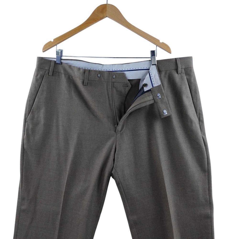 Paul Fredrick Mens Tailored Fit Wool Cashmere Blend Dress Pants Tan Size 42