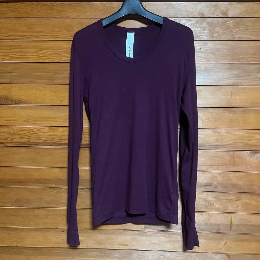 Attachment Kazuyuki Kumagai Long Sleeve Cut Sew Size M Burgundy