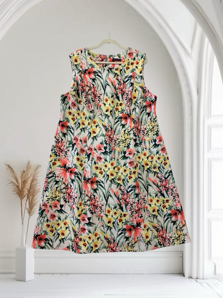 Tommy Hilfiger Sleeveless Floral Midi Dress Women’s Size 20W Romantic Chic $149