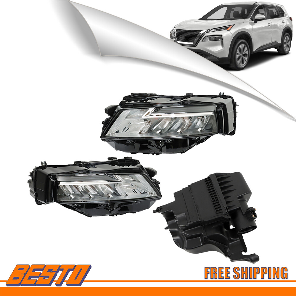 1Pcs Air Intake Air Cleaner Housing&Pair Headlights For 21-23 Nissan Rogue SL|SV
