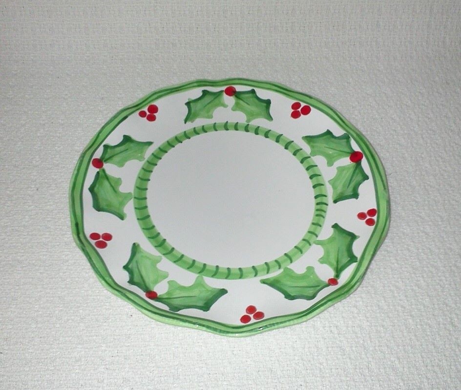 Present Tense HOLLY JOLLY Christmas Accent Salad Plate Anne Hathaway Italy-image