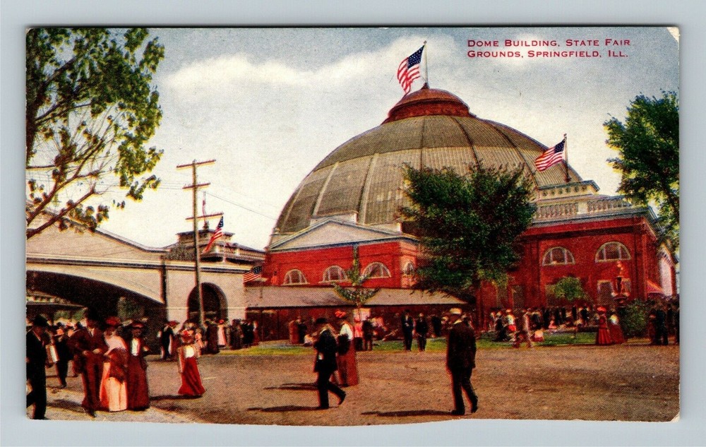 Springfield IL-Illinois, Dome Building, State Fair Grounds Vintage Postcard