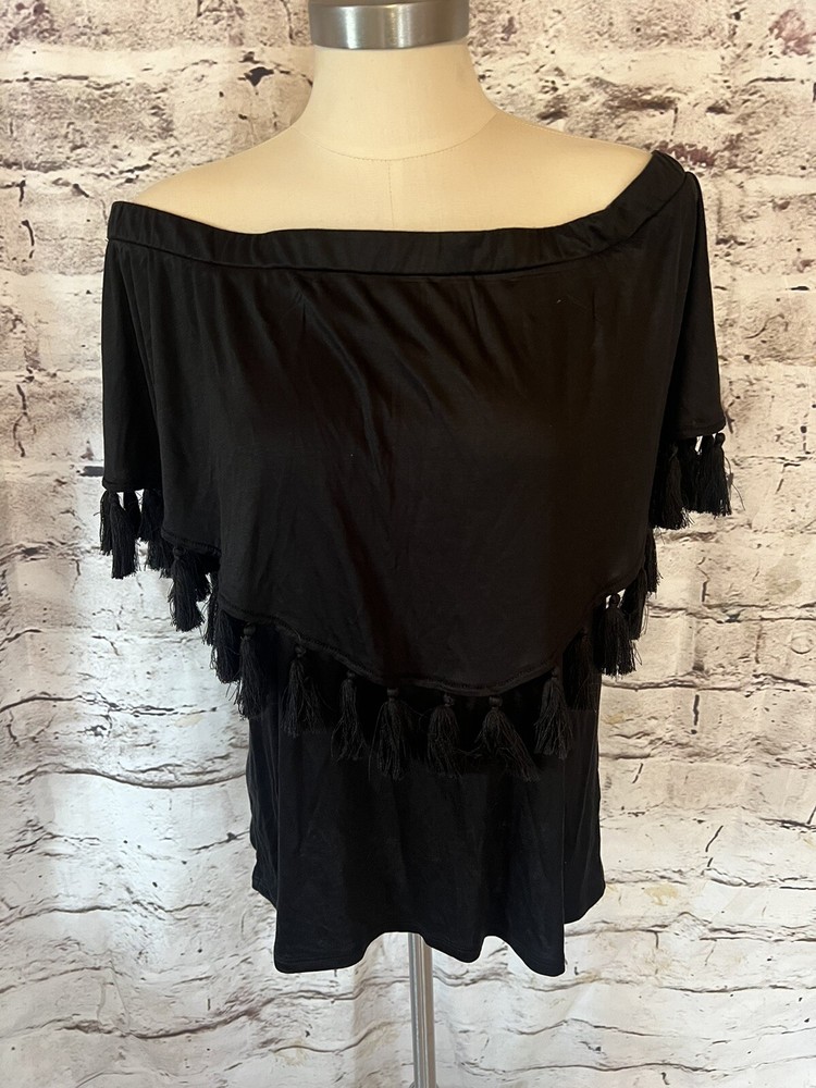 Womens NWT White House Black Market Fringe Blouse Size Med