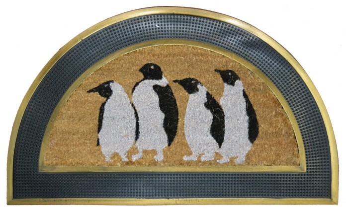 Penguin Parade Demilune Rubber Back Coir Doormat 18x30 Welcome Mat