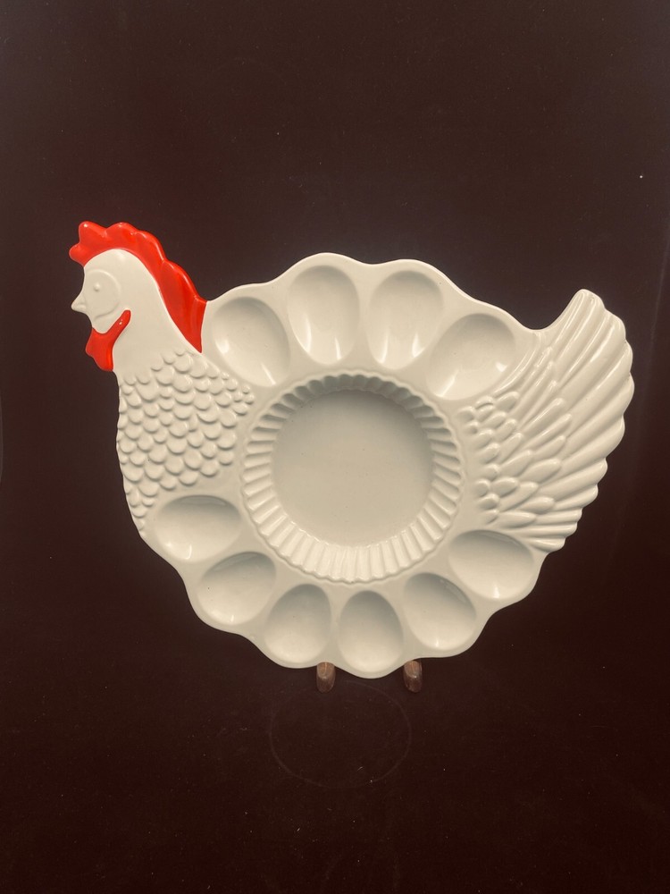 Vintage Hen-Shaped Deviled Egg Platter from Portugal by Teleflora