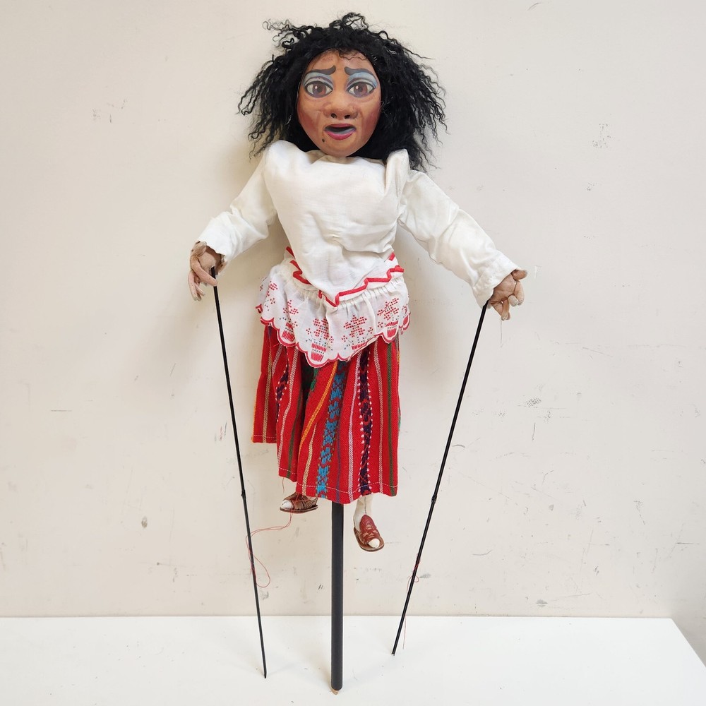 Vintage Handmade Paul Mesner Theatre Marionette Puppet Hispanic Woman Abuela-image