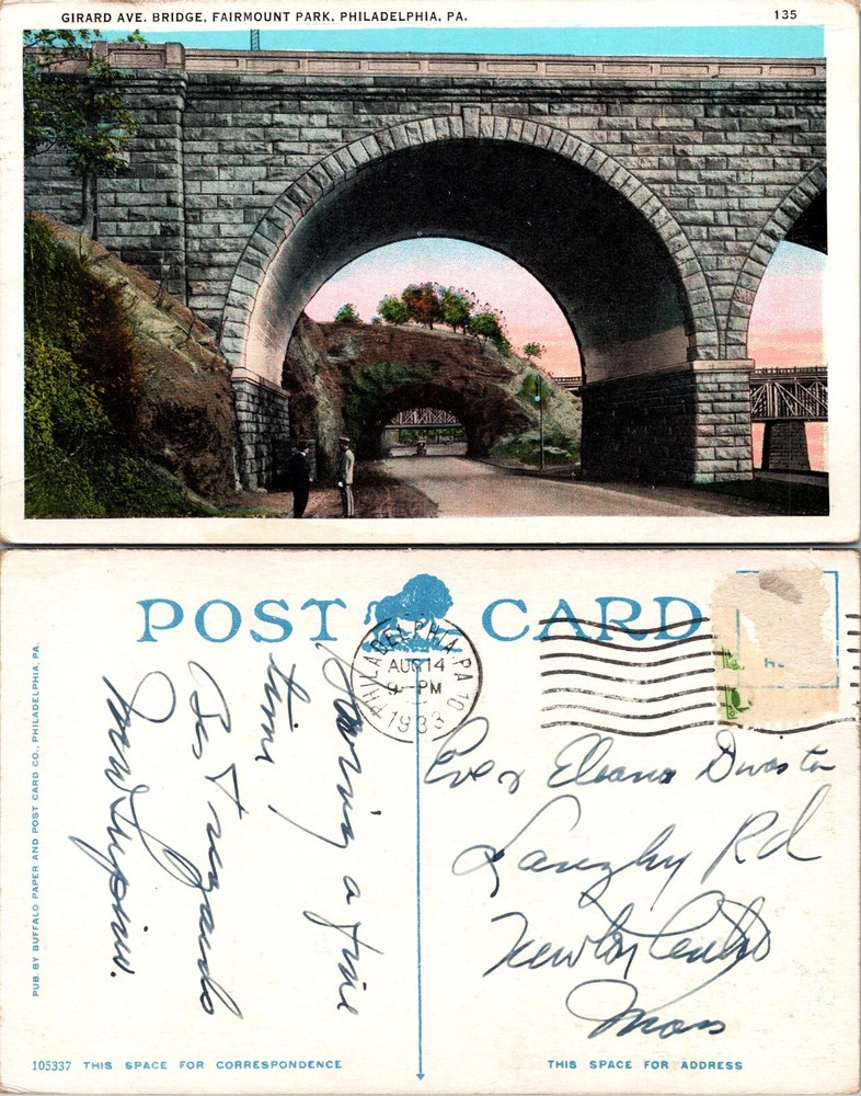 Girard Avenue Bridge Fairmount Park Philadelphia PA Postcard