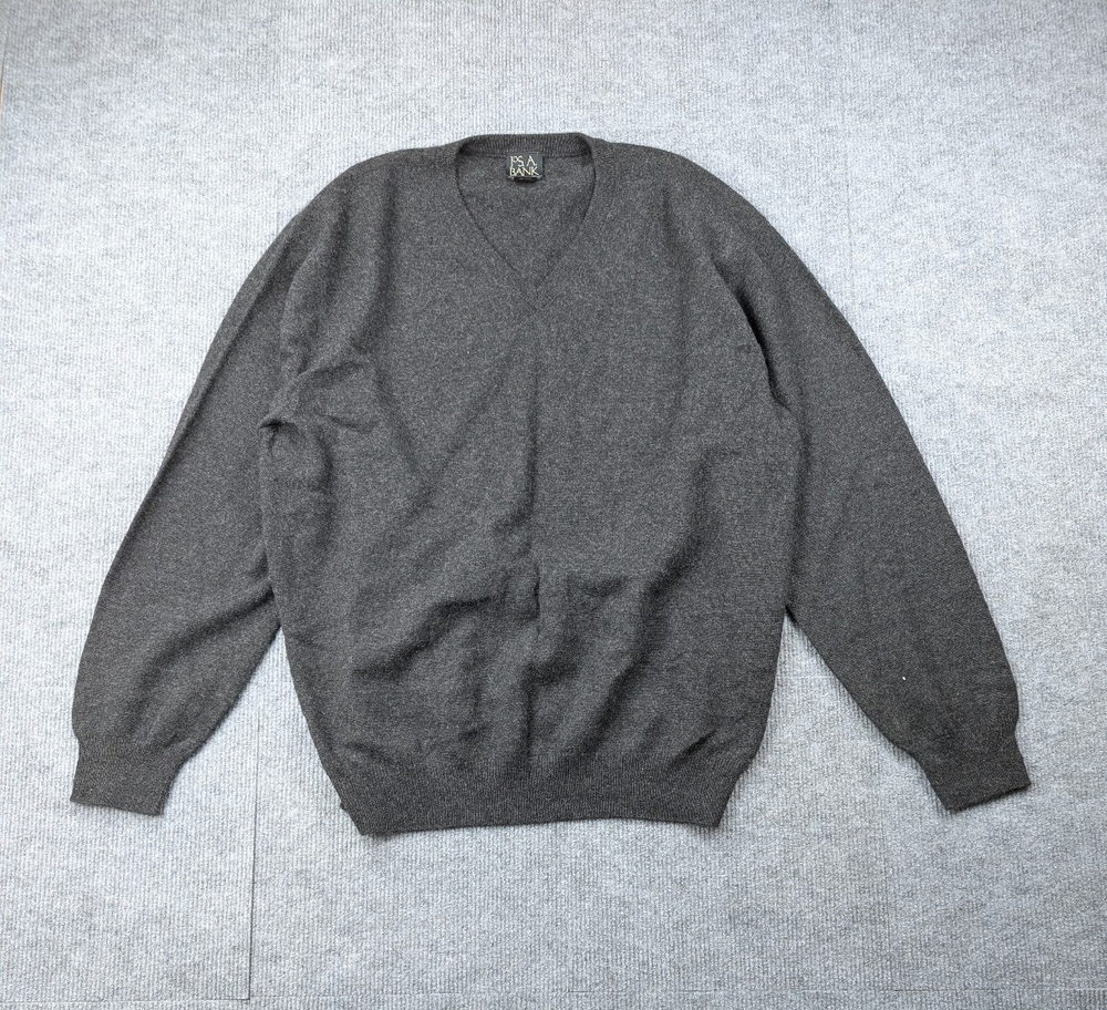Jos A Bank Cashmere Sweater Mens XL Gray Quiet Luxury Old Money Timeless Soft