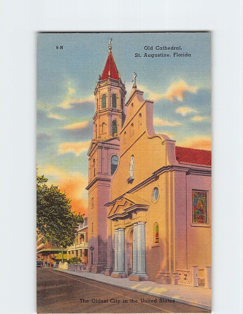 Postcard Old Roman Catholic Cathedral Saint St. Augustine Florida USA America