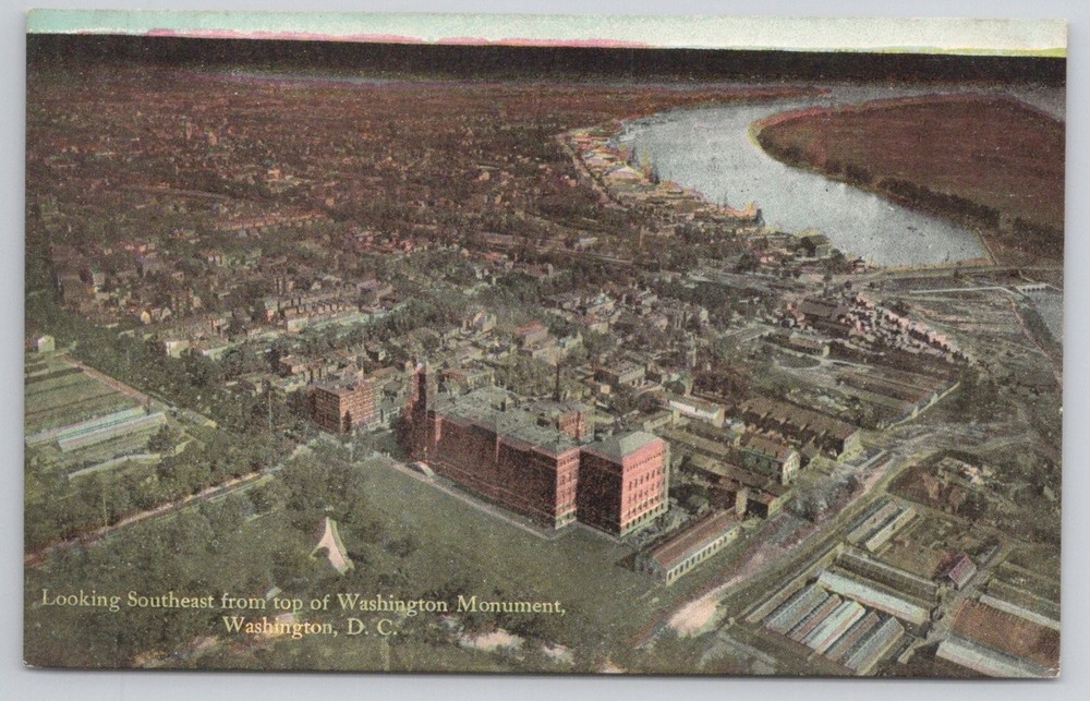 Vintage Aerial Washington DC Postcard from Washington Monument 1900-1920s