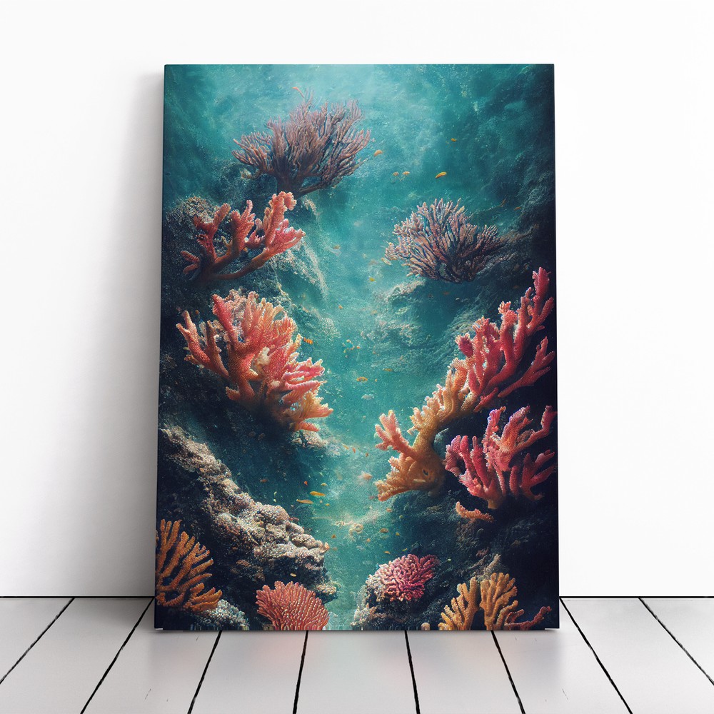 Enthralling Coral Reef Canvas Wall Art Print Framed Picture Home Office Decor