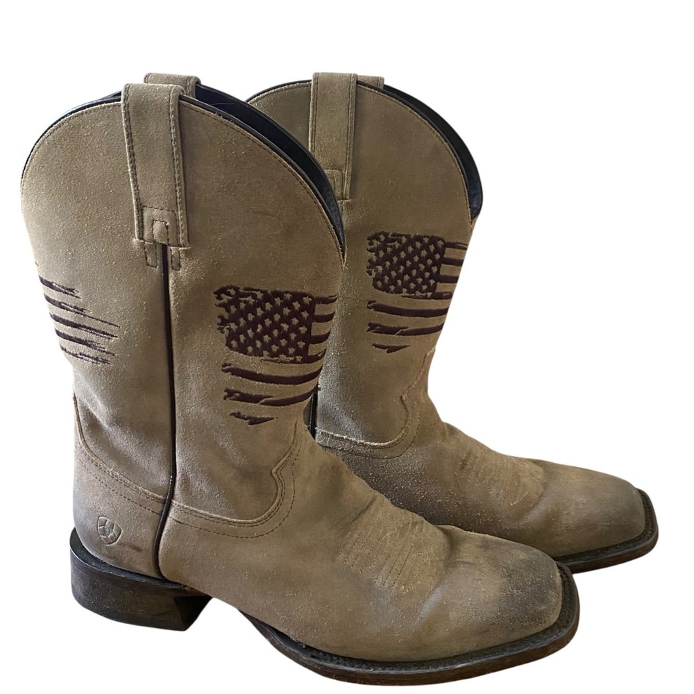 Ariat Circuit Patriot Mens Tan Roughout Leather Western Boots Size 11 D