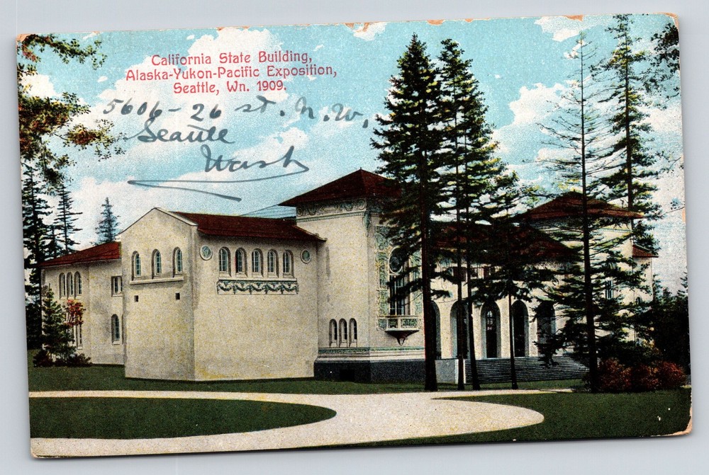Seattle WA~California State Bldg~Spanish Mission Revival~AYPE Expo~1909 Postcard