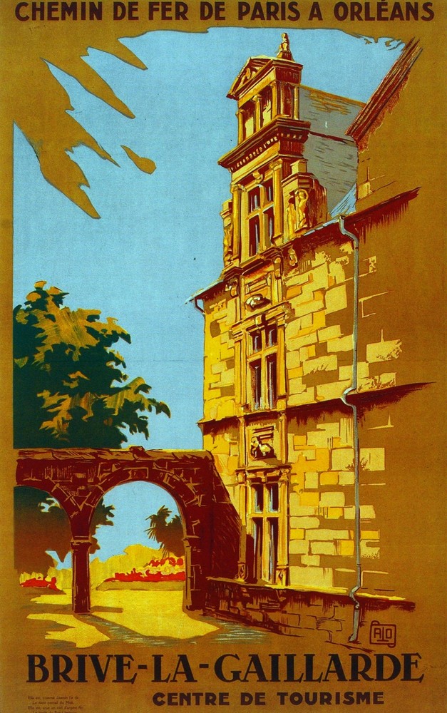 Chemins de fer de Paris Brive Gaillarde Decor Poster. Fine Graphic Design. 2884