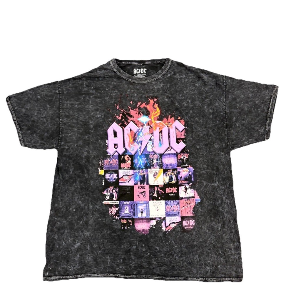 AC/DC Rock Band T- Shirt with 20+ Logos Album Cover Art Sz Medium-Black Size XXL