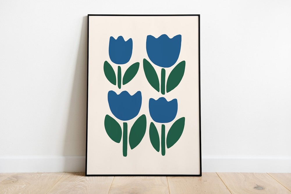 Chunky Tulip Art Print Tulip Art Botanical Wall Art Floral Art