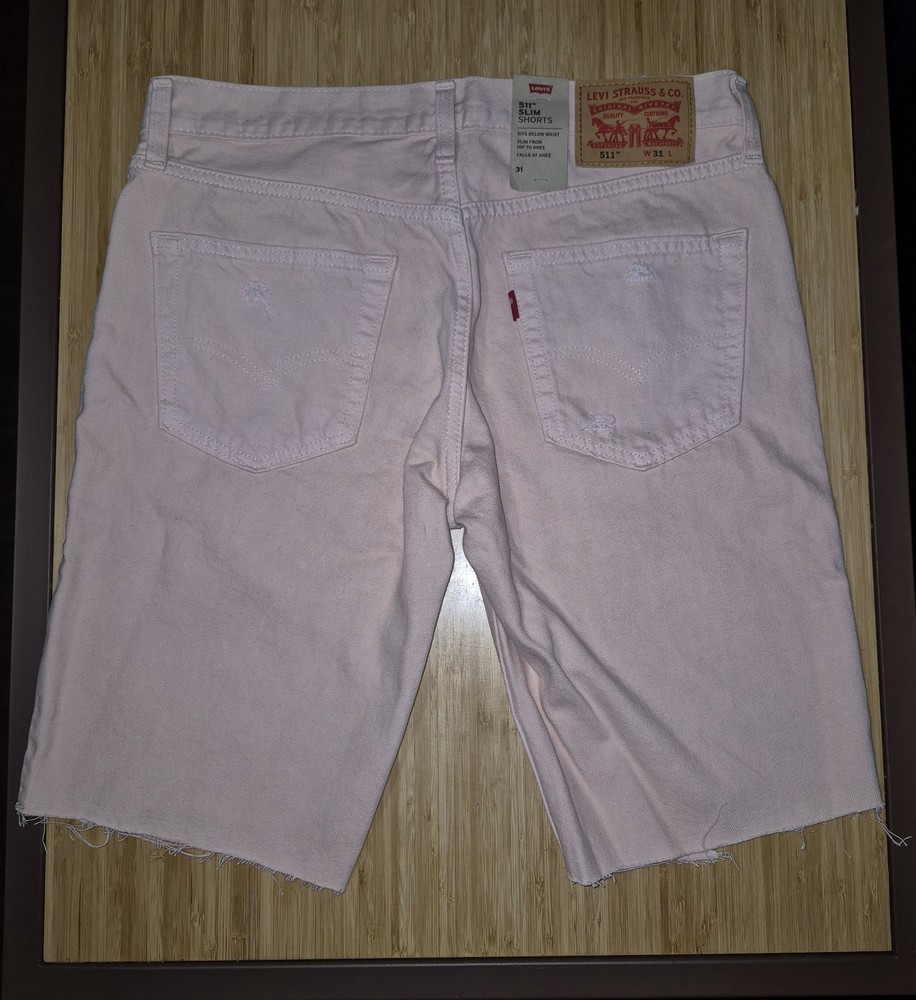 Men's Levi's 511 Slim Distressed Pink Shorts Size 31 NWT