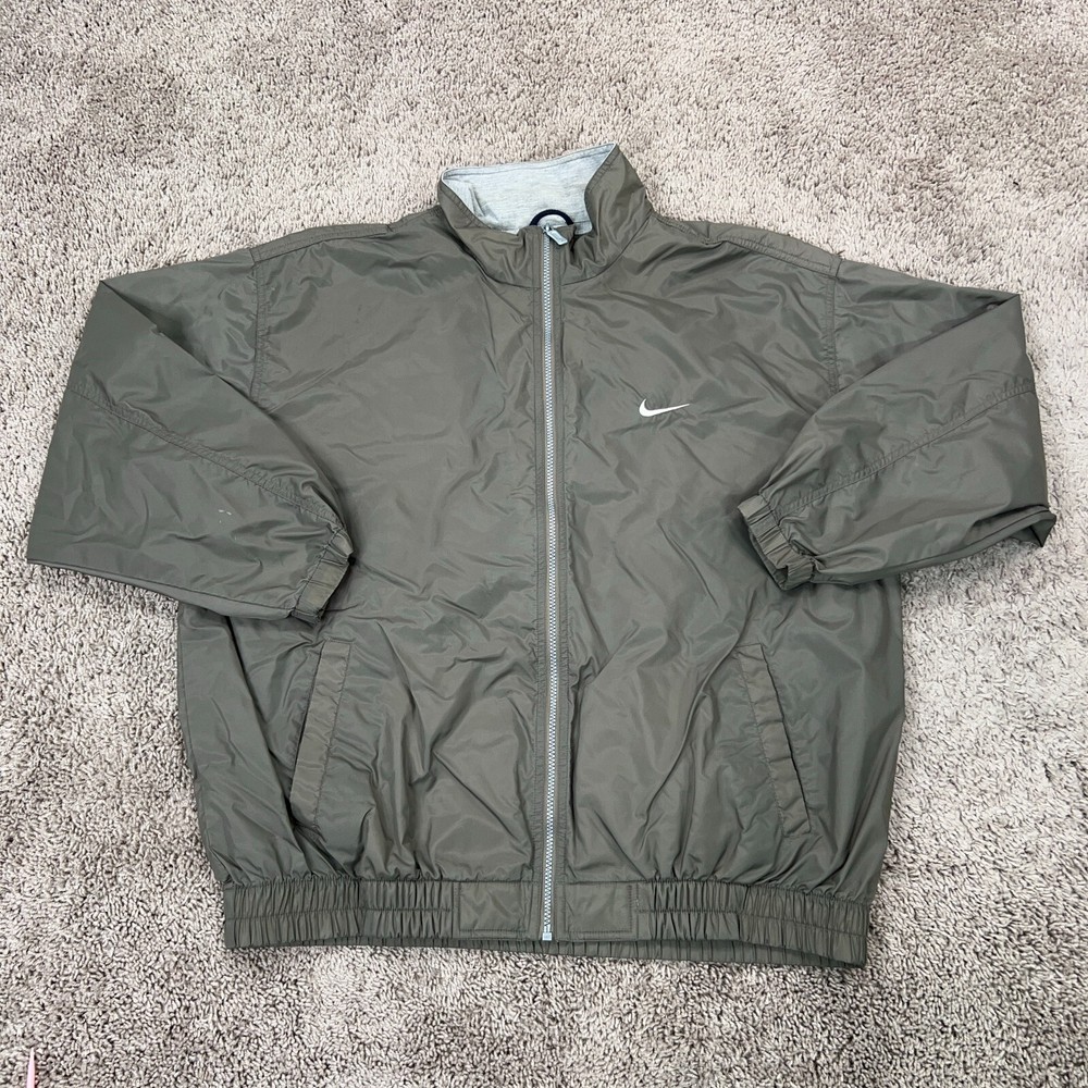 Vintage Nike Windbreaker Mens XL Gray Track Jacket Vented Running Street Swoosh