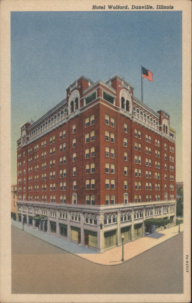 Danville, Illinois IL Hotel Wolford Teich Original Vintage Postcard