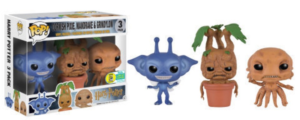 Funko POP! Harry Potter: Cornish Pixie, Mandrake & Grindylow [3 Pack](2016 SDCC)