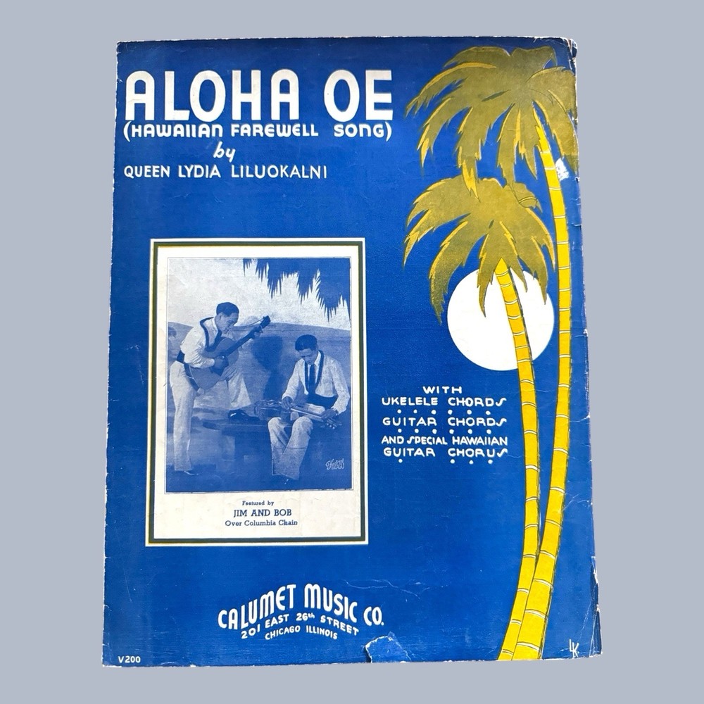 Aloha Oe Hawaiian Farewell Song Sheet Music Ukulele Hawaiian Guitar Calumet 1935