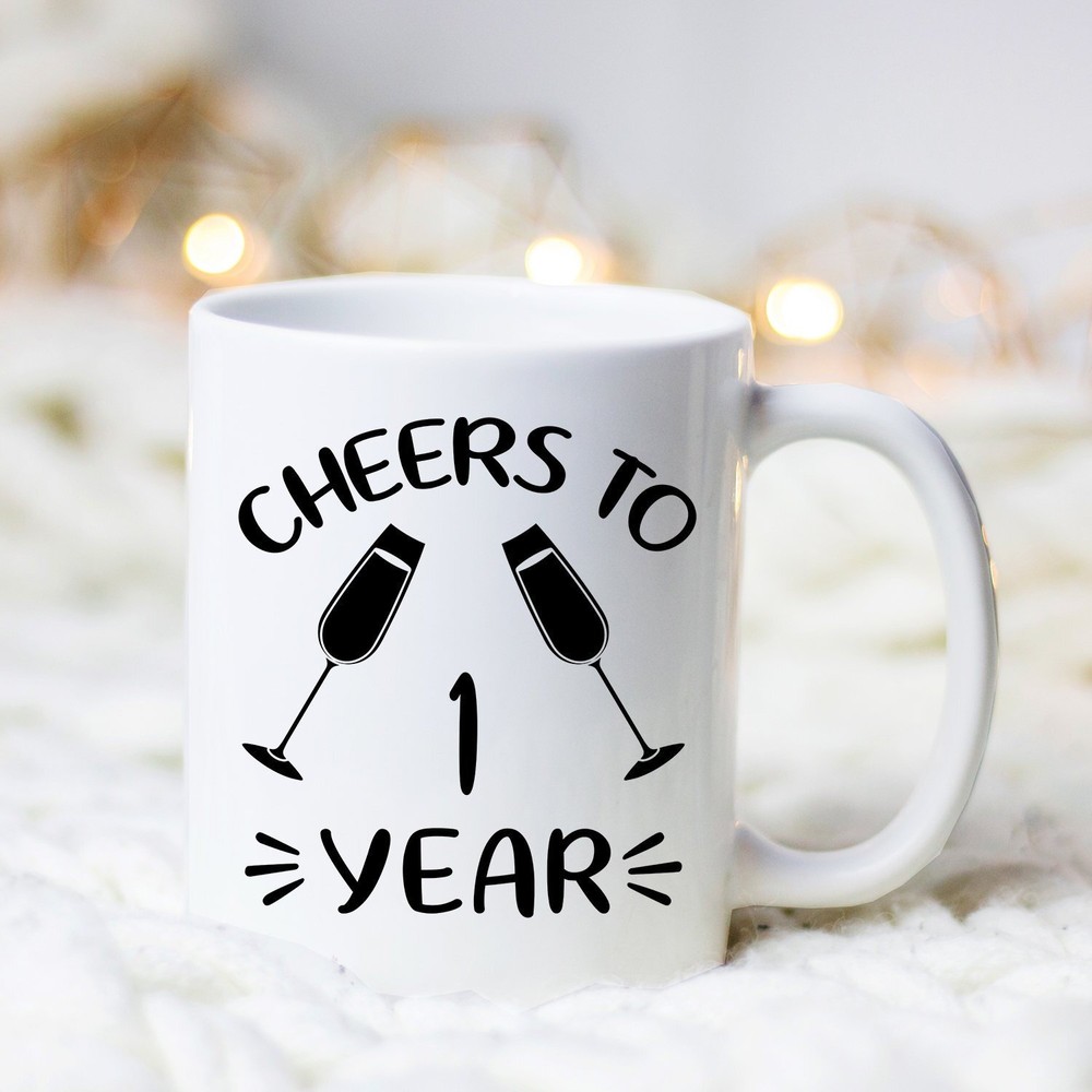 Cheer To 1 Year Mug 1st Wedding Anniversary 1 Year Of Marriage Marriage