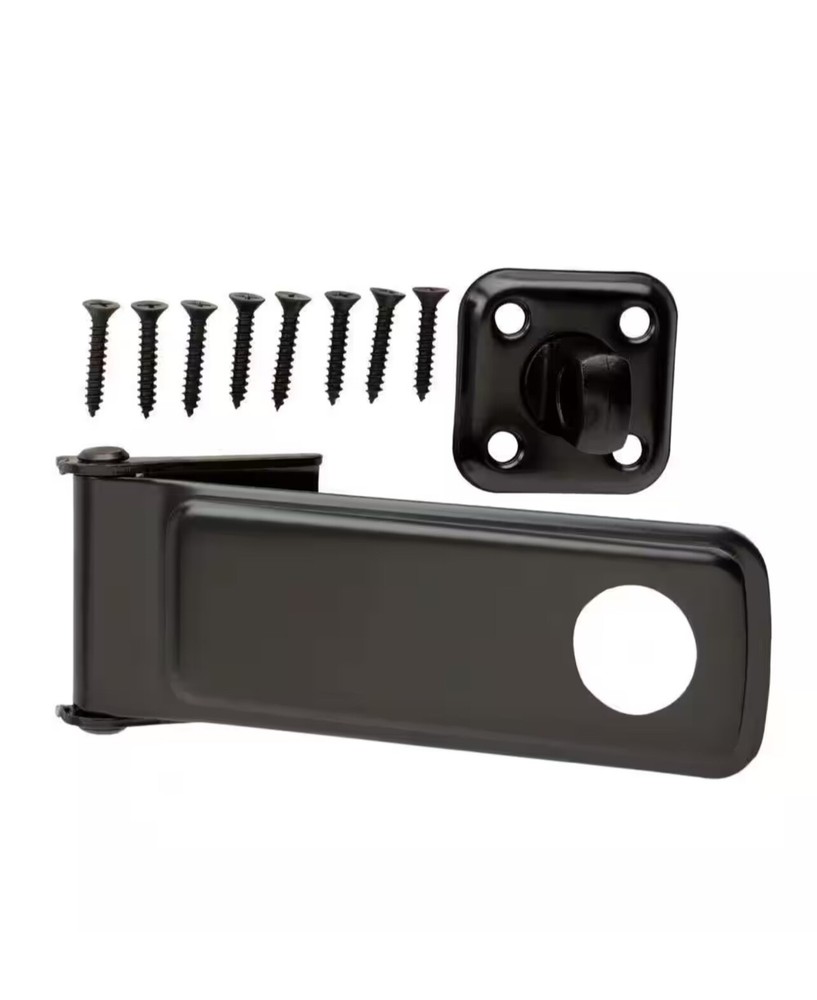 6in Black Rotating Door Hasp Padlock with Secure Locking