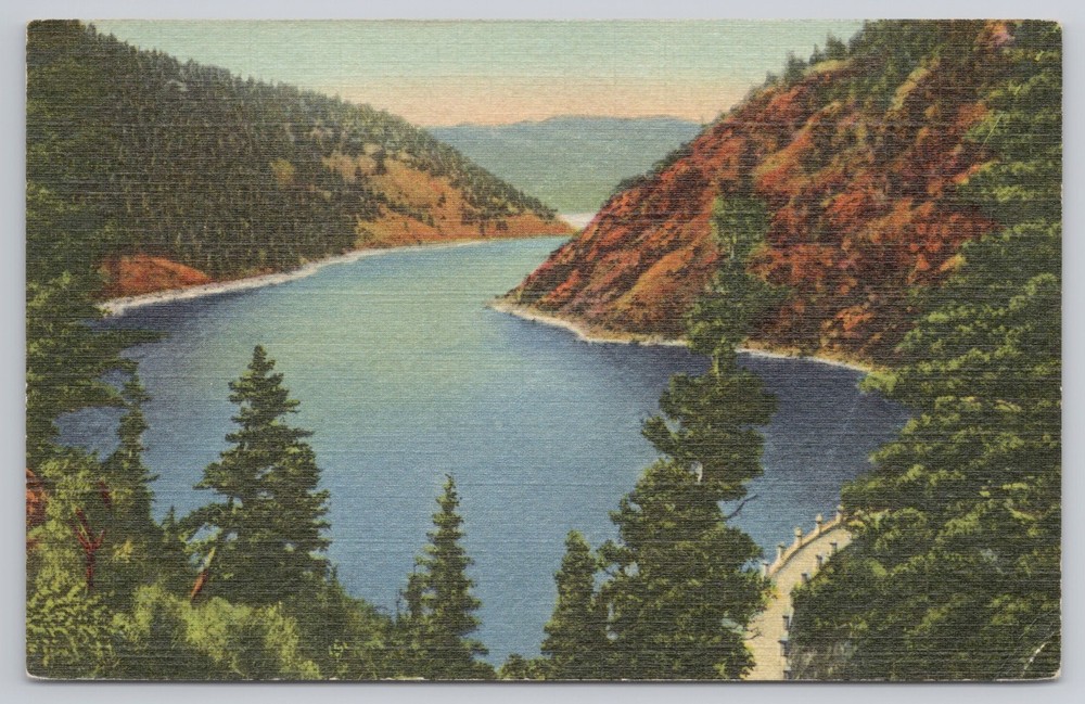Postcard EAGLE NEST LAKE AND DAM, NEW MEXICO