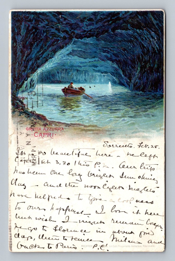 Italy- Capri Grotta Azzurra Standard Souvenir Postal Old Card Vintage Postcard
