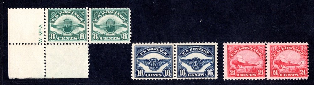 US 1923 AIR MAILS SCOTT #4-6 IN PAIRS MINT NEVER HINGED