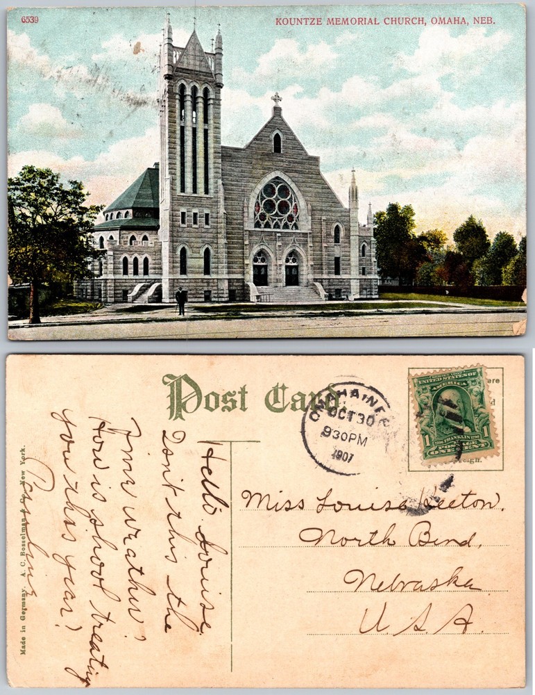 Kountze Memorial Church Omaha NE Postcard