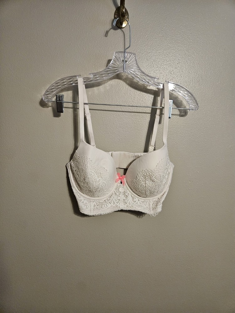 Victoria's Secret Body by Victoria Lined Demi Bra White/ Cream Lace 34DD