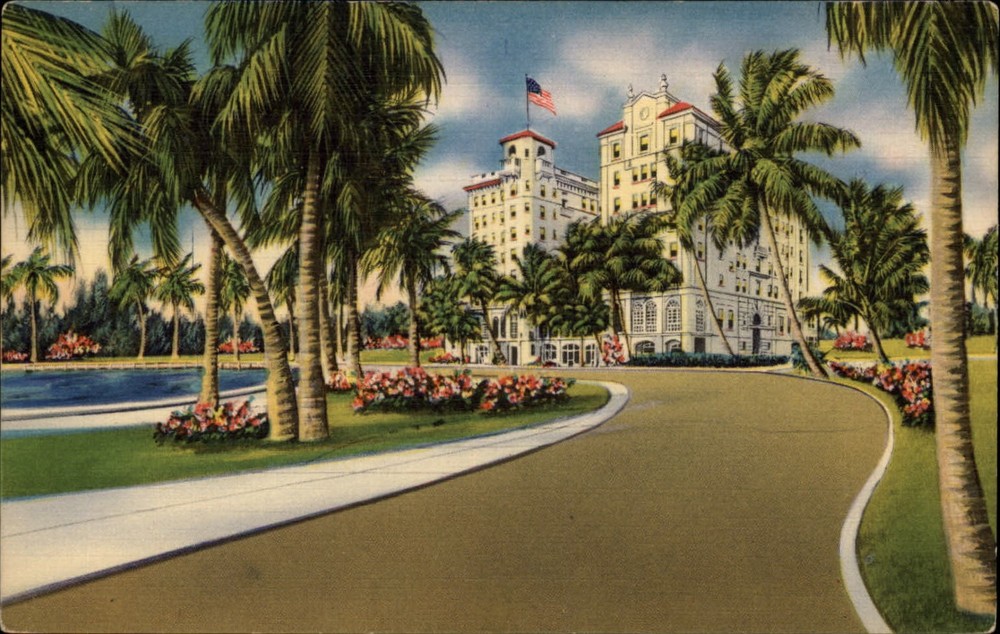 Hotel Pennsylvania ~ West Palm Beach Florida ~ dated 1955 vintage linen postcard