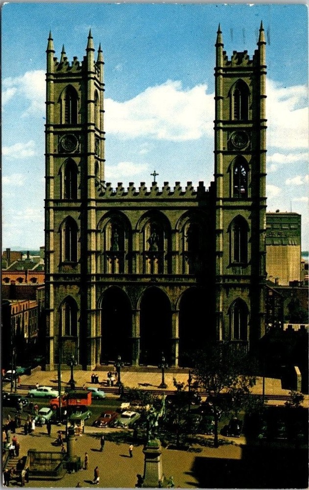 Notre-Dame Church Montreal Canada Vintage Chrome Postcard Posted 1960s