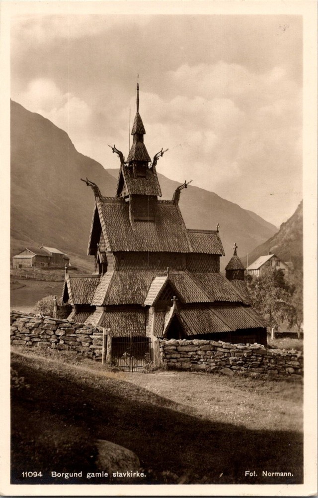 Dr Jim Stamps Postcard Real Photo Borgund Stave Church Norway
