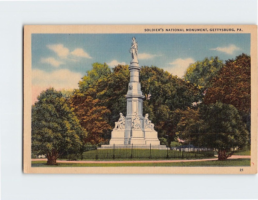 Postcard Soldiers National Monument Gettysburg Pennsylvania USA