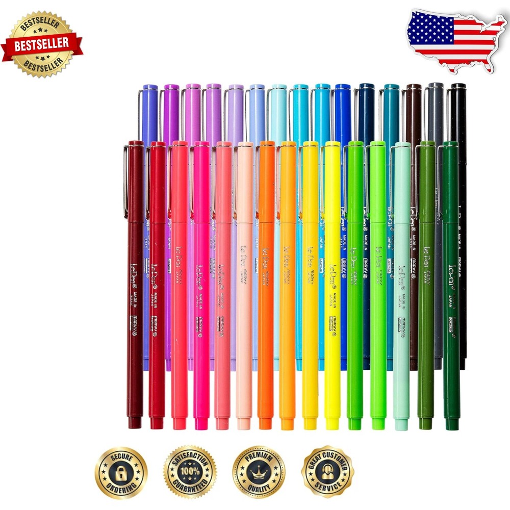 30-Pack Le Pens Extra Fine 0.3mm Multicolor Pens for Sketching and Journaling