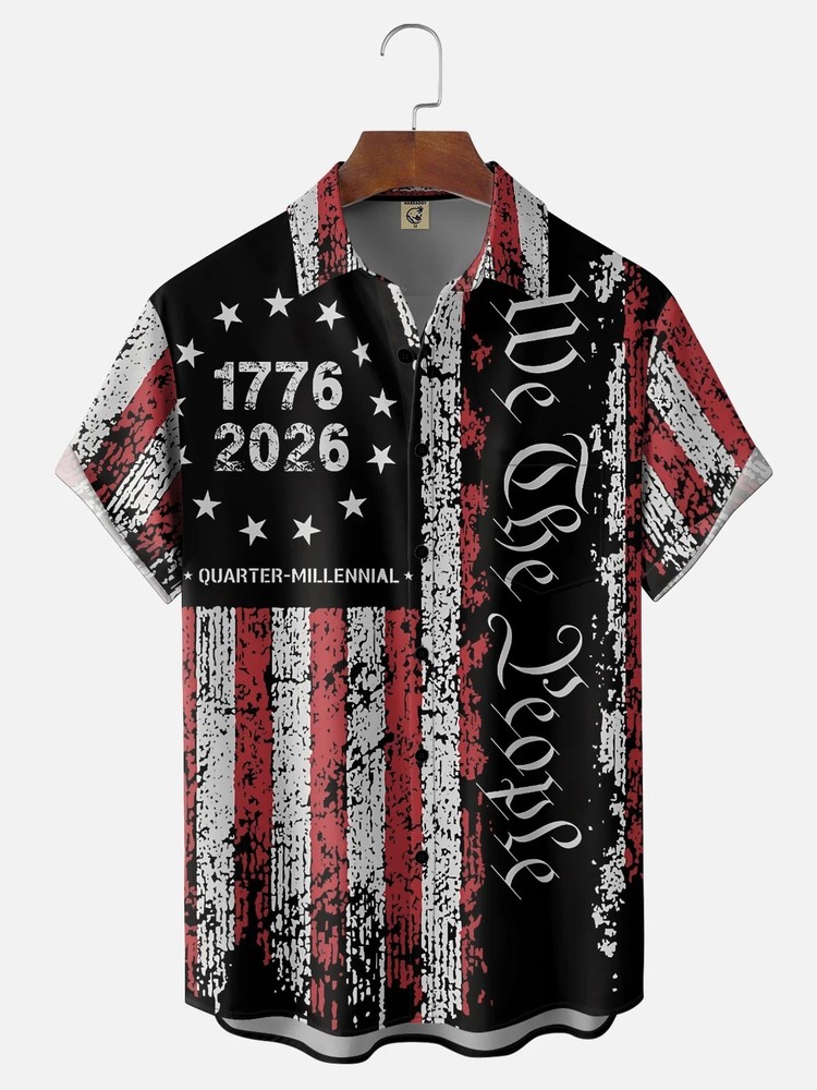 Gradient Abstract American Flag American Eagle 250th Anniversary Chest Pocket Ho